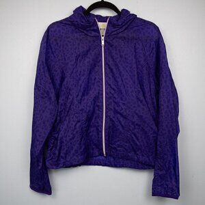 Adidas Neo purple geometric floral print zip up windbreaker jacket-XL